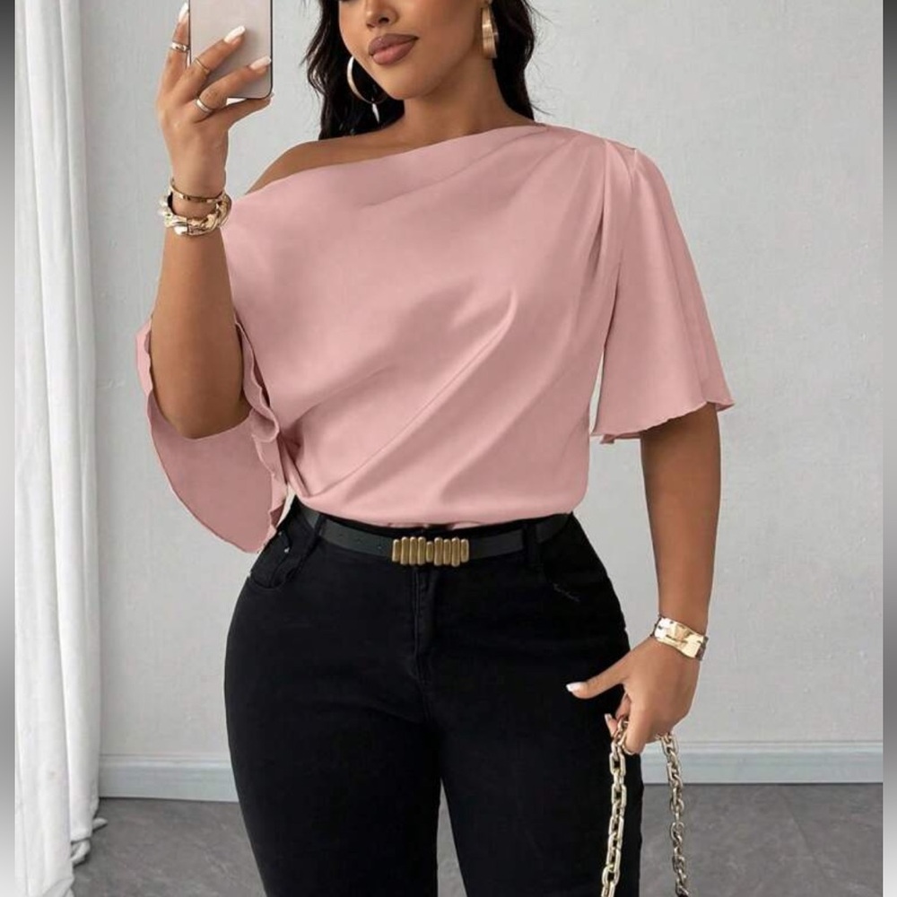 Elegant Pink Off-Shoulder Top